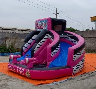 0.55mm PVC Inflatable LOL Bounce House Slide Pink Commercial Rental