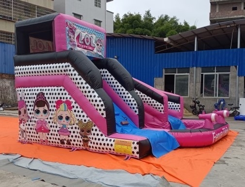 0.55mm PVC Inflatable LOL Bounce House Slide Pink Commercial Rental