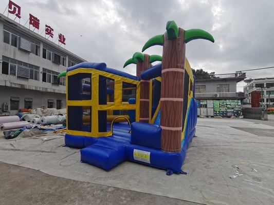 Colourful Plato PVC Inflatable Bounce Castle Slide Combo