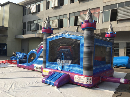 CE Tarpaulin Commercial Inflatable Castle With Water Slide Pool 10mL*5mW*6mH