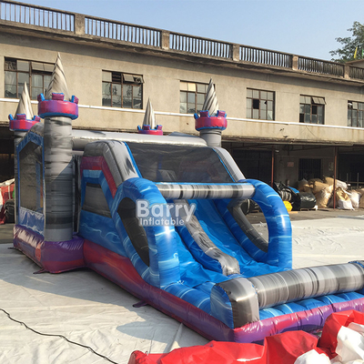 CE Tarpaulin Commercial Inflatable Castle With Water Slide Pool 10mL*5mW*6mH