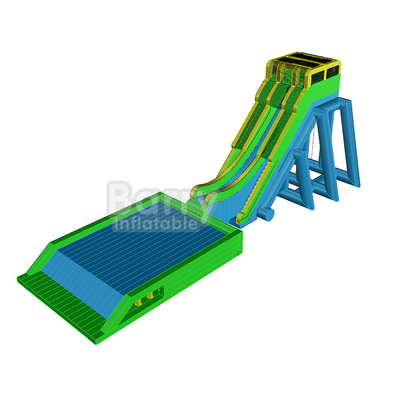 Event Tall Drop PVC Water Slide With Air Bag Platform Inflatable Flying Slide