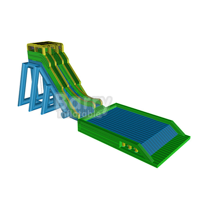 Event Tall Drop PVC Water Slide With Air Bag Platform Inflatable Flying Slide