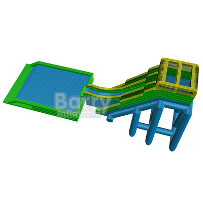 Event Tall Drop PVC Water Slide With Air Bag Platform Inflatable Flying Slide