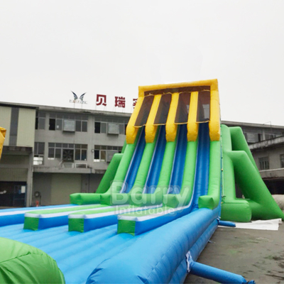 Custom Size 0.55mm Plato Inflatable Four Lane Water Slide