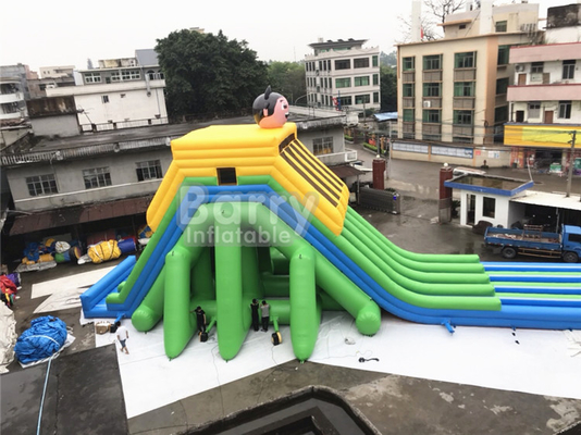 Custom Size 0.55mm Plato Inflatable Four Lane Water Slide