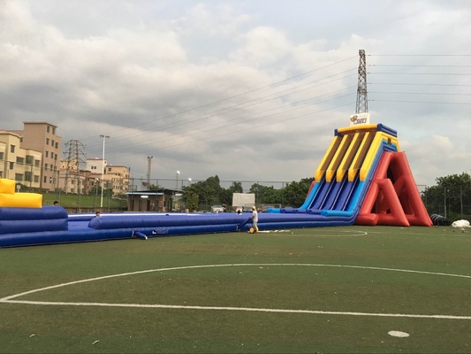 Pvc Tarpaulin Commercial Inflatable Water Slides 30m Length