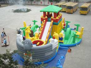 Tripple Stitch Inflatable Amusement Park Bouncing Castle Obstacle Course