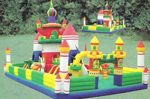 Tripple Stitch Inflatable Amusement Park Bouncing Castle Obstacle Course