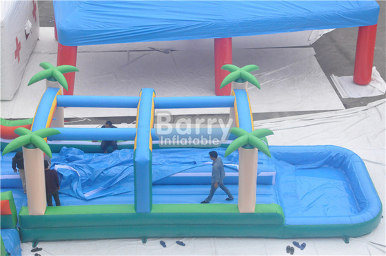 Commercial Jungle Tress Blow Up Water Slide 0.55mm PVC Material