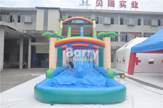 Commercial Jungle Tress Blow Up Water Slide 0.55mm PVC Material