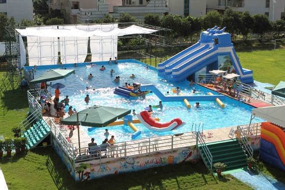 EN71 Metal Frame Swimming Pool 0.9mm PVC For Summer Amusement Park