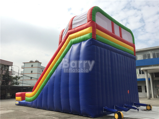 PVC Tarpaulin Rainbow Double Lane Inflatable Water Slides For Children Playground