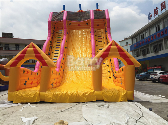 Climbing Dry Bouncy Stars Shine Inflatable Water Slides For Outdoor