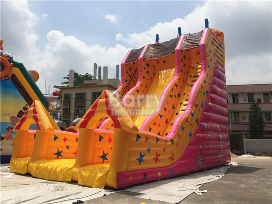 Climbing Dry Bouncy Stars Shine Inflatable Water Slides For Outdoor