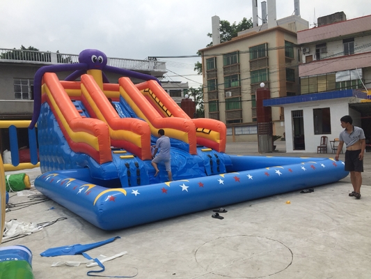 Octopus Inflatable Water Slide With Pool Amusement Park