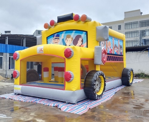 School Bus Inflatable Bouncer Jumping House 7mL*5mW*4mH