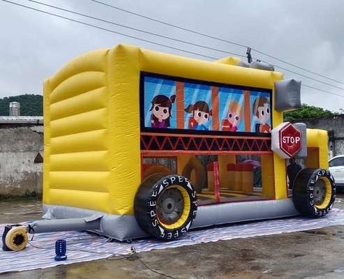 School Bus Inflatable Bouncer Jumping House 7mL*5mW*4mH