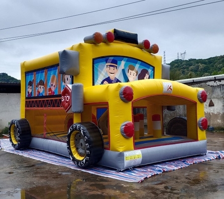 School Bus Inflatable Bouncer Jumping House 7mL*5mW*4mH