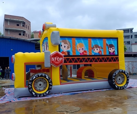 School Bus Inflatable Bouncer Jumping House 7mL*5mW*4mH