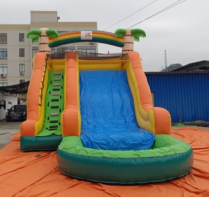 0.55mm PVC Commercial Inflatable Water Slides Palm Trees
