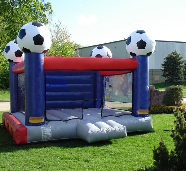 Kids Sport Game Soccer Blow Up Bounce Houses With Safety Net