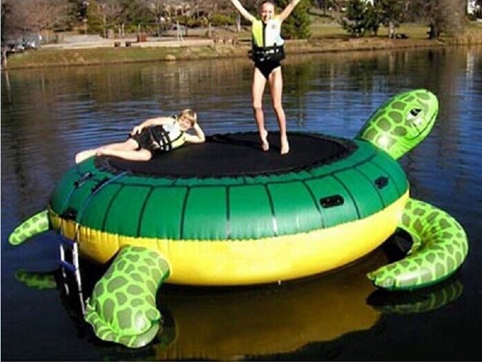 Events Green Outdoor Inflatable Water Trampoline Logo Printing