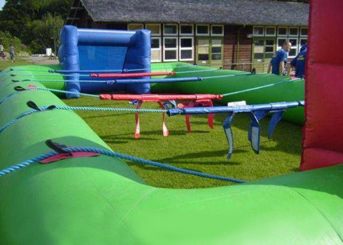 Human Table Football Team Game , Green Inflatable Interactive Games 40x20Ft