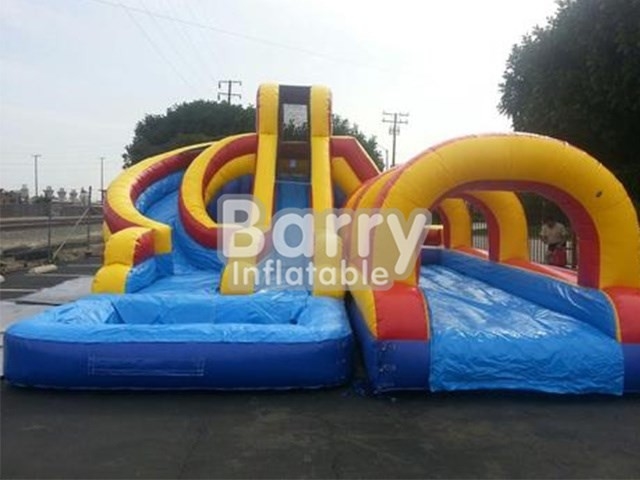 Crazy Cash Backyard Barry Inflatable Water Slides 17ft Yellow And Blue color