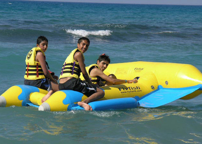 Yellow 0.9mm PVC Inflatable Fly Fish Inflatable Toy Boat For Water Game