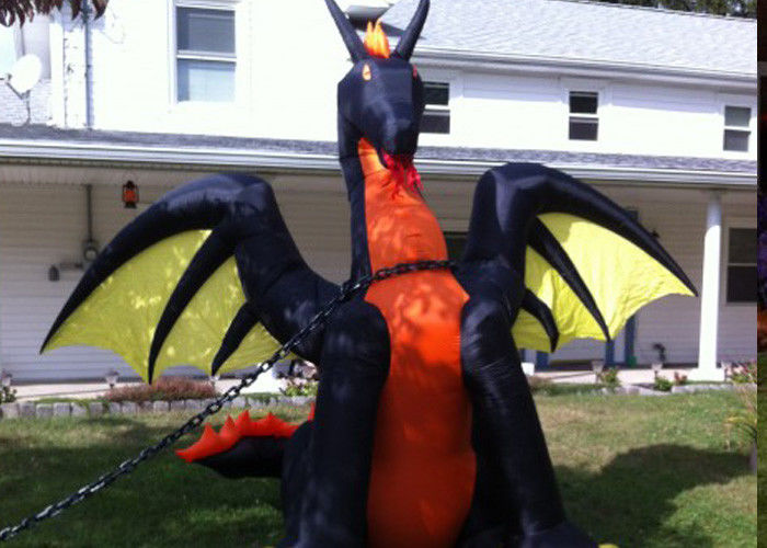 Halloween Decoration 9 Ft. H Projection Inflatable Fire / Ice Dragon With Wings