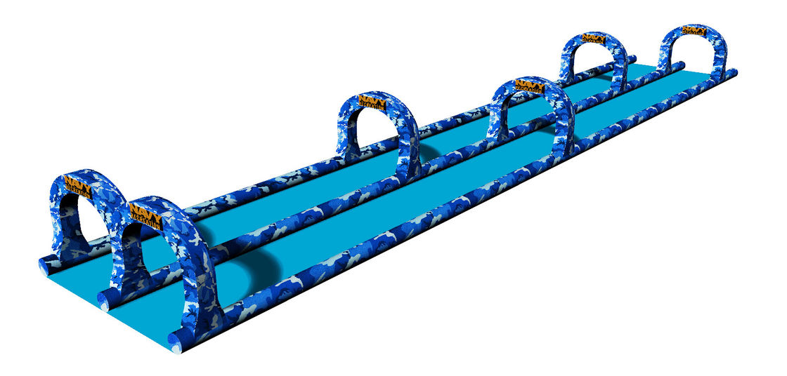Amazing Camouflage Color Giant Inflatable Slide 300m Double Lane Slide for Outdoor Event