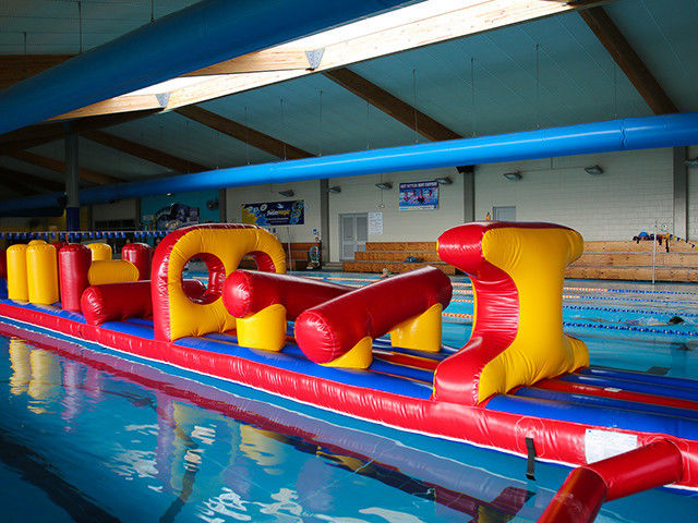 54 FT Long Giant Water Inflatable Obstacle Course With Slide Durable 0.9mm PVC