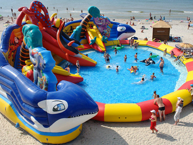 customized giant octopus water park,dolohin animal inflatable water park with big pool toys