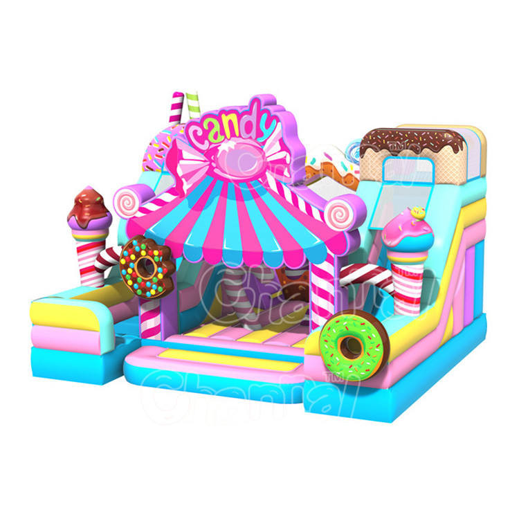 Commercial Grade Inflatable Bounce House With Slide Candy Slide Castle