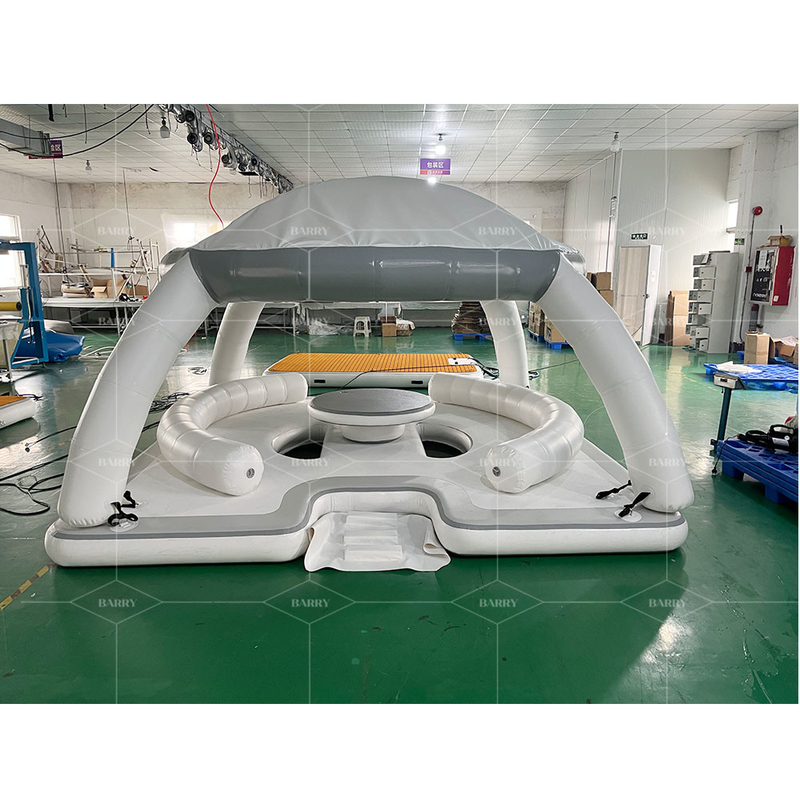 Customized Portable Water Floating Leisure Aqua Banas Platform Dock With Tent Inflatable Lounger