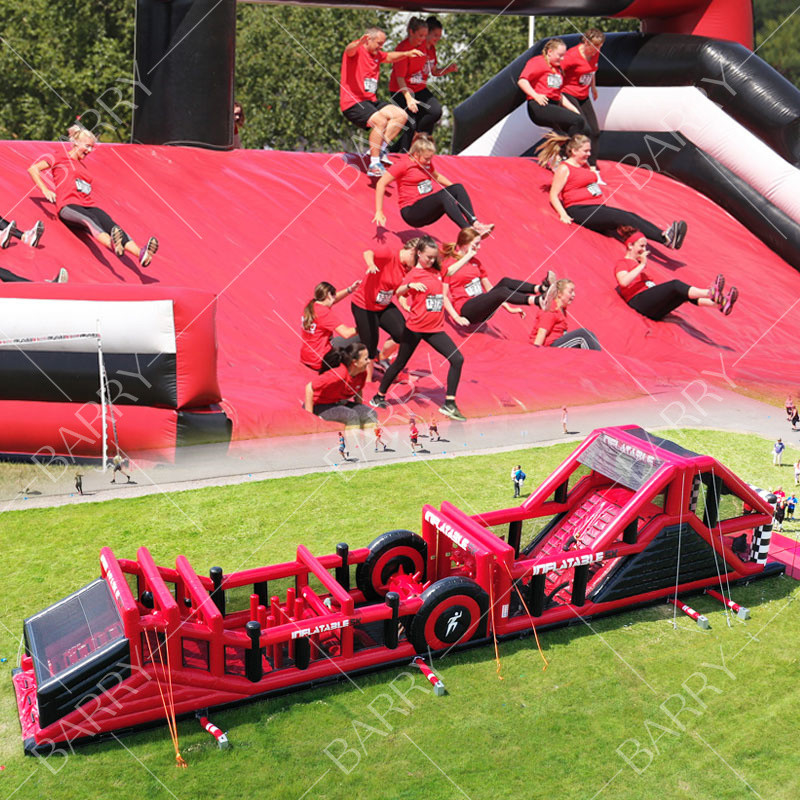 Commercial Use PVC Inflatable 5k Run Obstacle Course With Fire Resistant Durability And Repair Kits