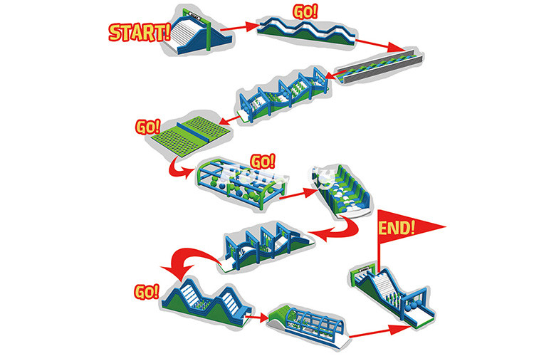 Large Long 5km Obstacle Course Inflatable Obstacle Course 5k Race Pvc Custom Logo Air Blower Included