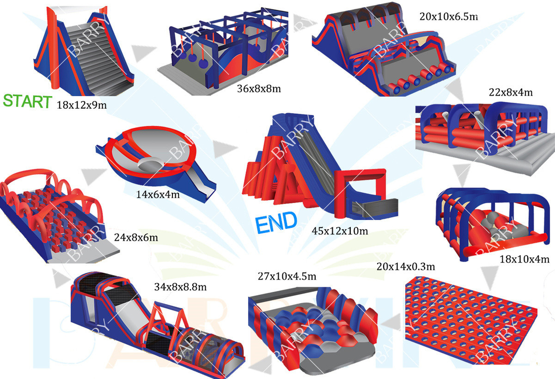 Commercial Singapore Case Large Event Inflatable 5km Giant Inflatable Obstacle Course Bouncy Castle 5k Activities