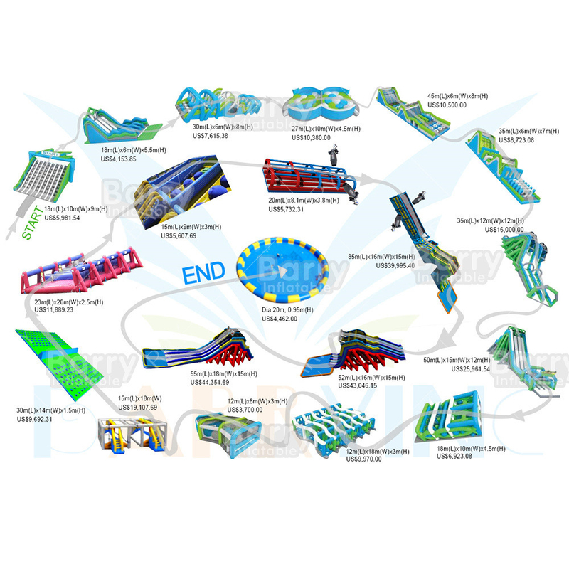 OEM ODM Service 5k Inflatable Course Outdoor Big Adults Insane Inflatable 5k Near Me  For Kids And Adults