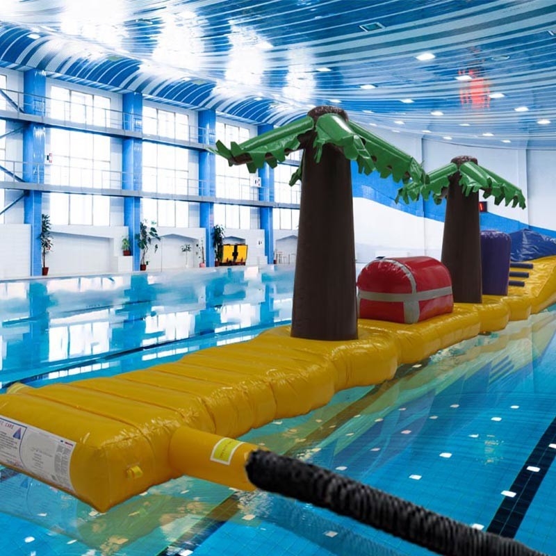 Waterproof Welded Obstacle Run Water Games 13.8M Pirates Treasure Pool Inflatable Deep Water Running