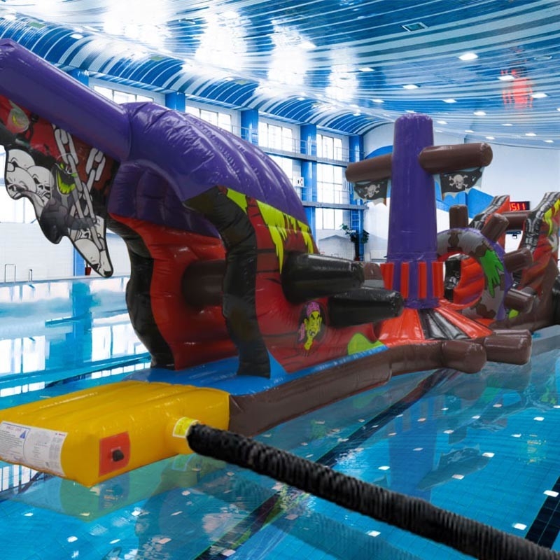 Customized 12.5M Ghost Ship Pool Inflatable Blow Up Water Obstacle Course For Swimming Pool Play