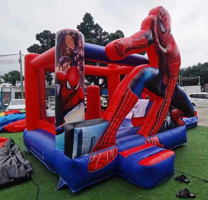 Indoor / Outdoor Spiderman Bounce House With Slide For Themed Kid Parties