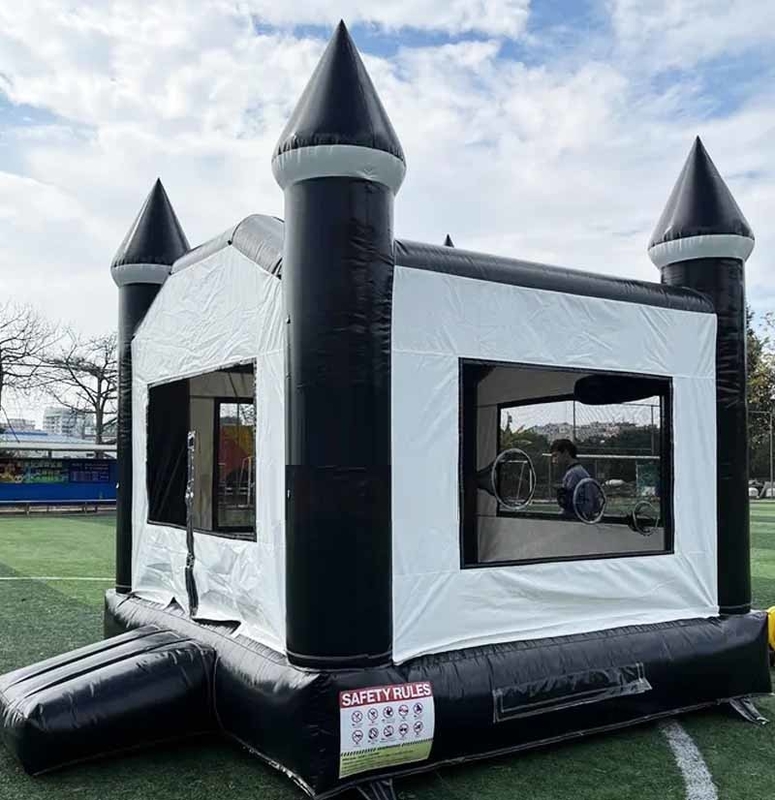 Indoor/Outdoor Black And White Tuxedo Bounce House Inflatable Water Slide For Party