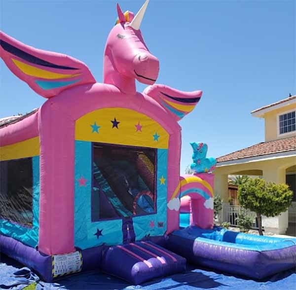OEM/ODM Unicorn Bounce House With Small Slide & Pool PVC And Customizable