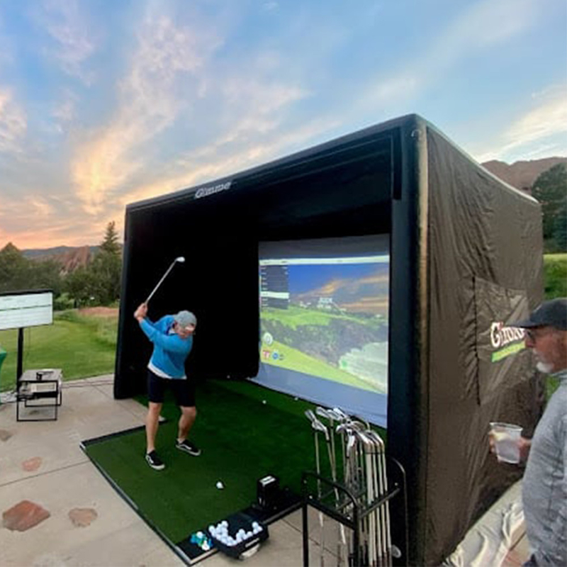 Portable Golf Training Cage Inflatable Golf Simulator Projector Shooting Tent With Screen