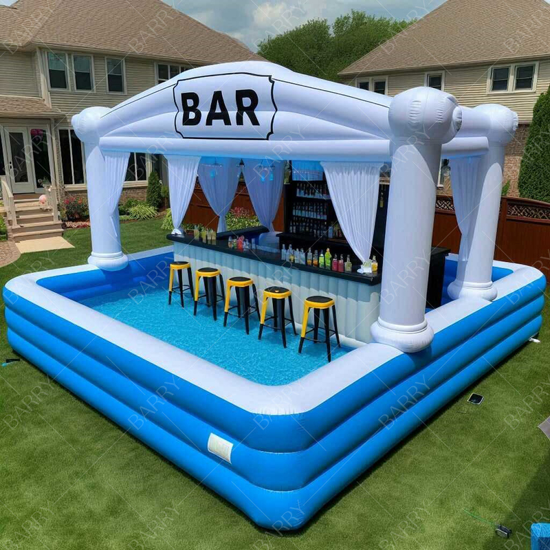 New Design Floating Pvc Inflatable Pool Bars Backyard Adult Inflatable Pool With Bar With Seat