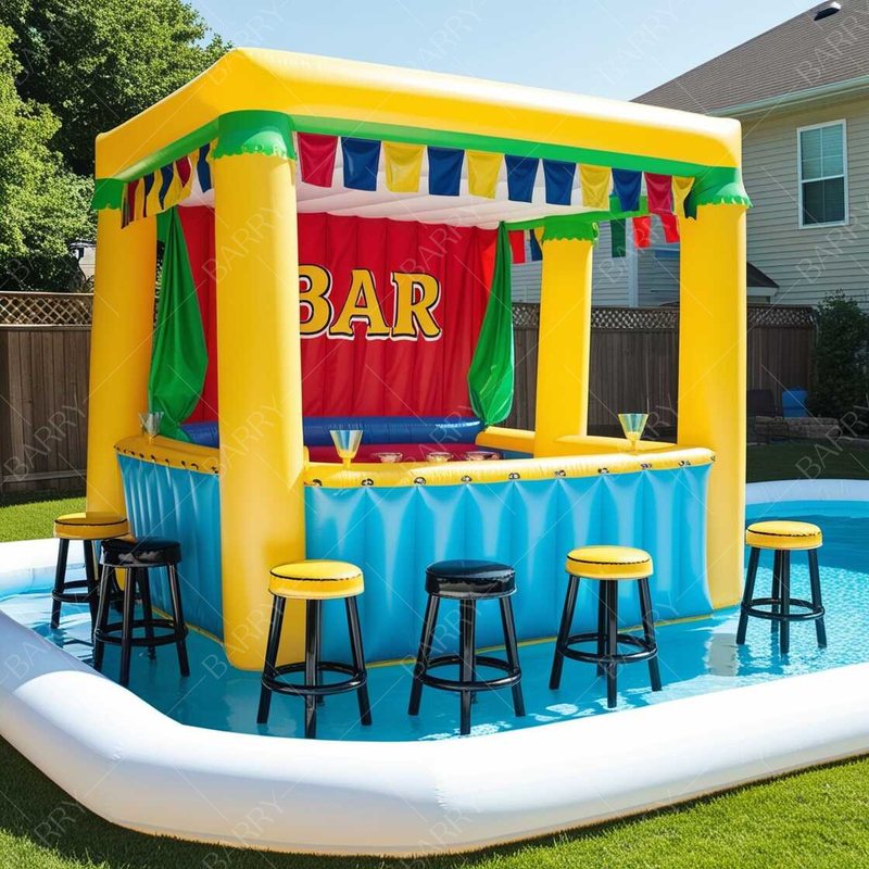 Floating Inflatable Pool Bar With Seats For Adult Water Pool Pub Inflatable Pool Bar With Island