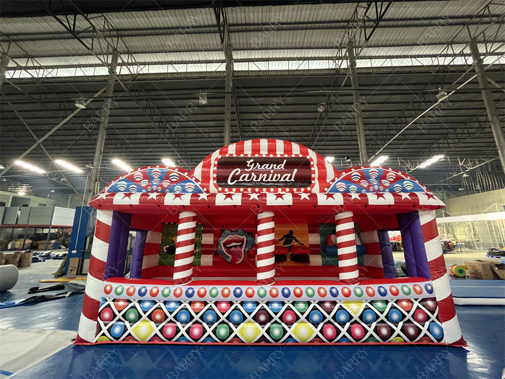 Sports 3 Game Carnival Game Booth 4 In 1 Combos Inflatable Grand Carnival Game Tent