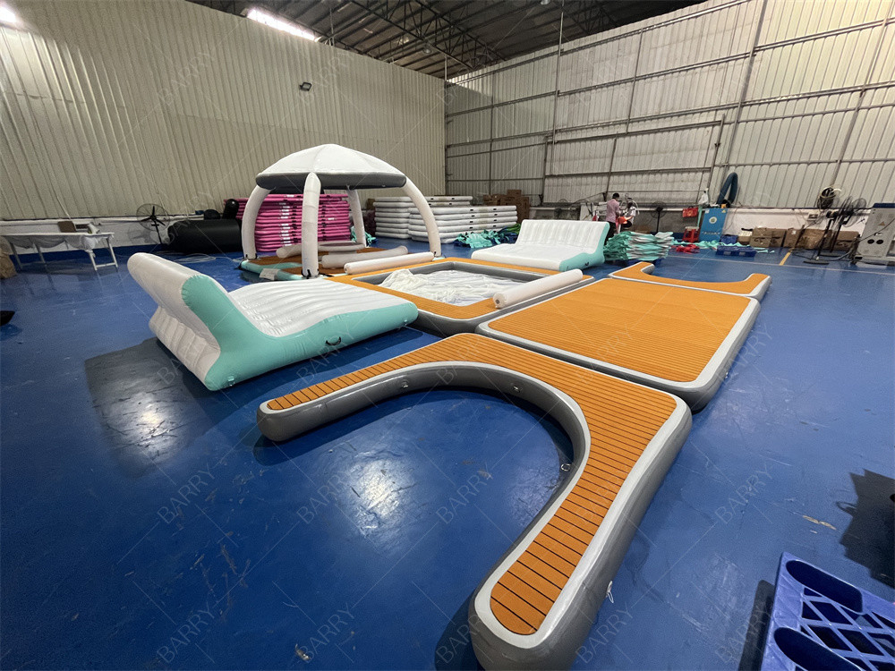 Luxury Water Sport Game Inflatable Bana Inflatable Dock Platform Beach Party Bana Inflatable Floating Cabana